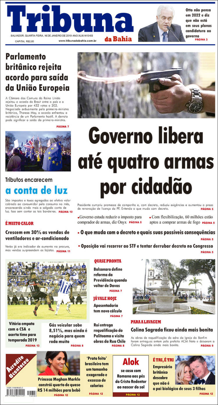 Portada de Tribuna da Bahia (Brasil)