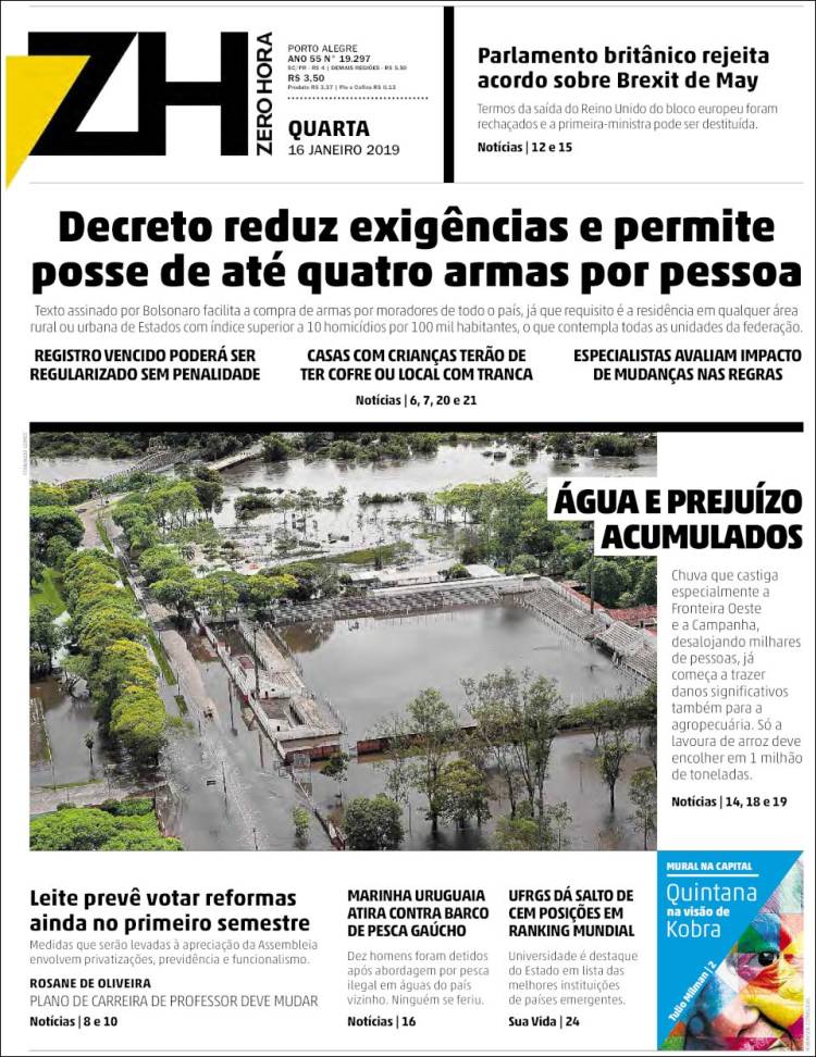 Portada de Zero Hora (Brasil)