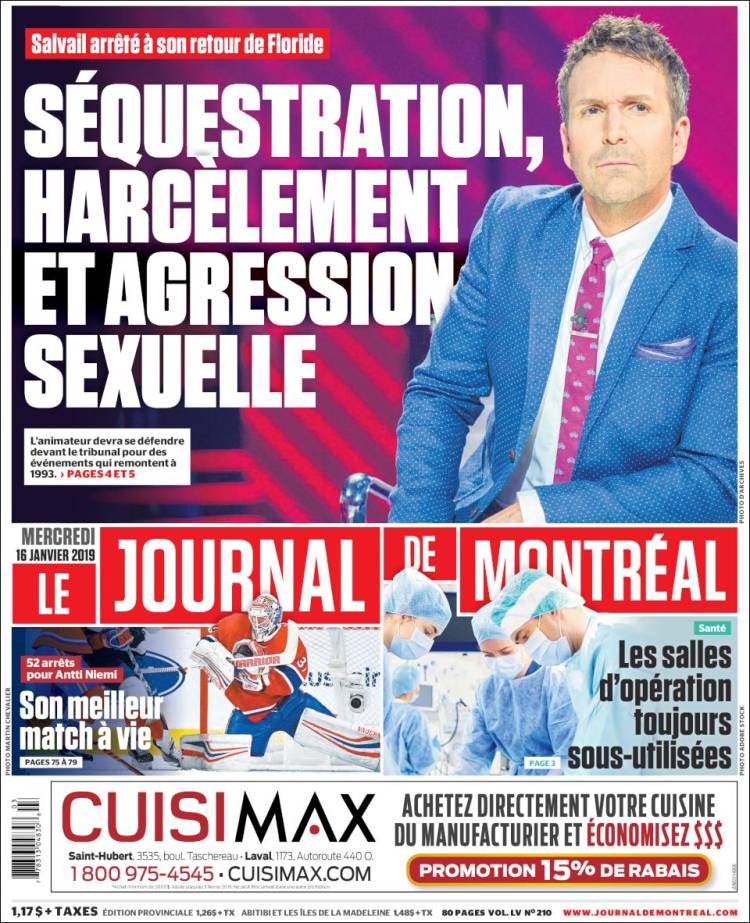 Portada de Le Journal de Montréal (Canada)