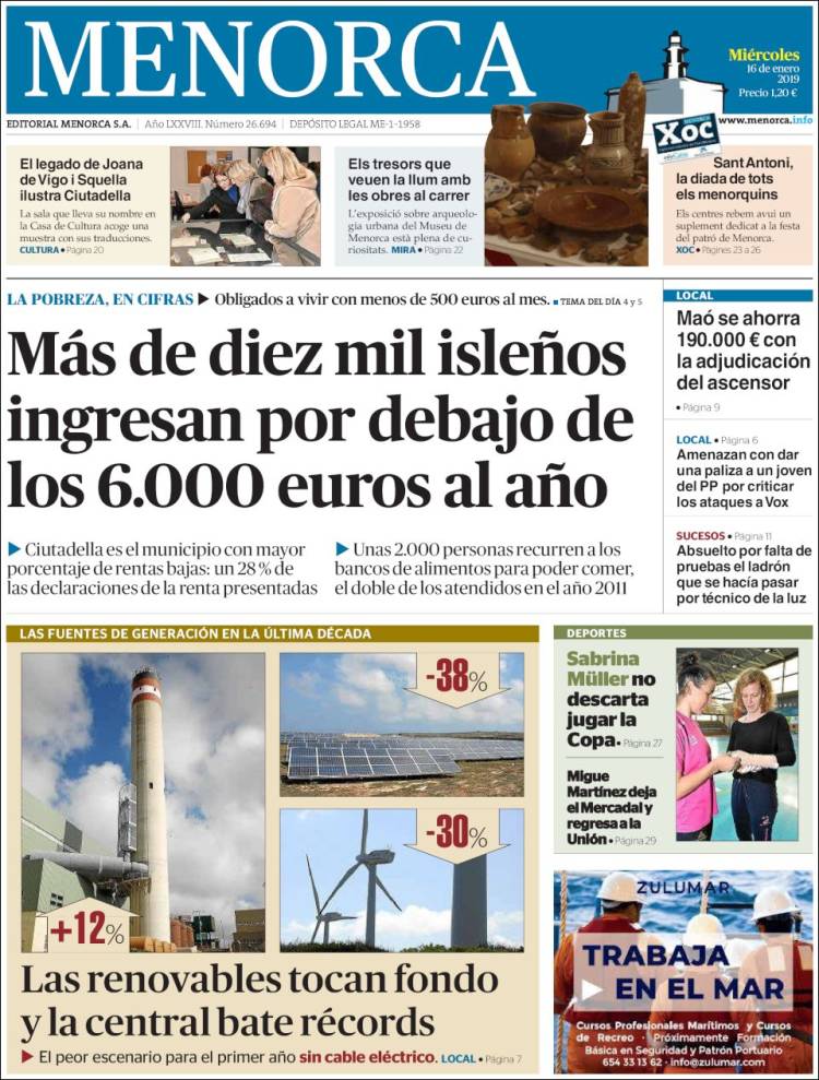 Portada de Menorca - Diario Insular (Espa&ntilde;a)