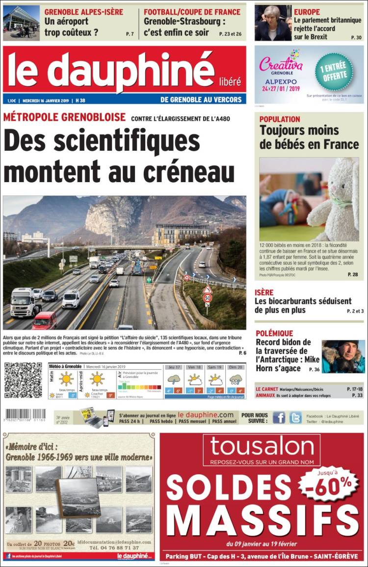 Portada de Le Dauphiné Libéré (Francia)
