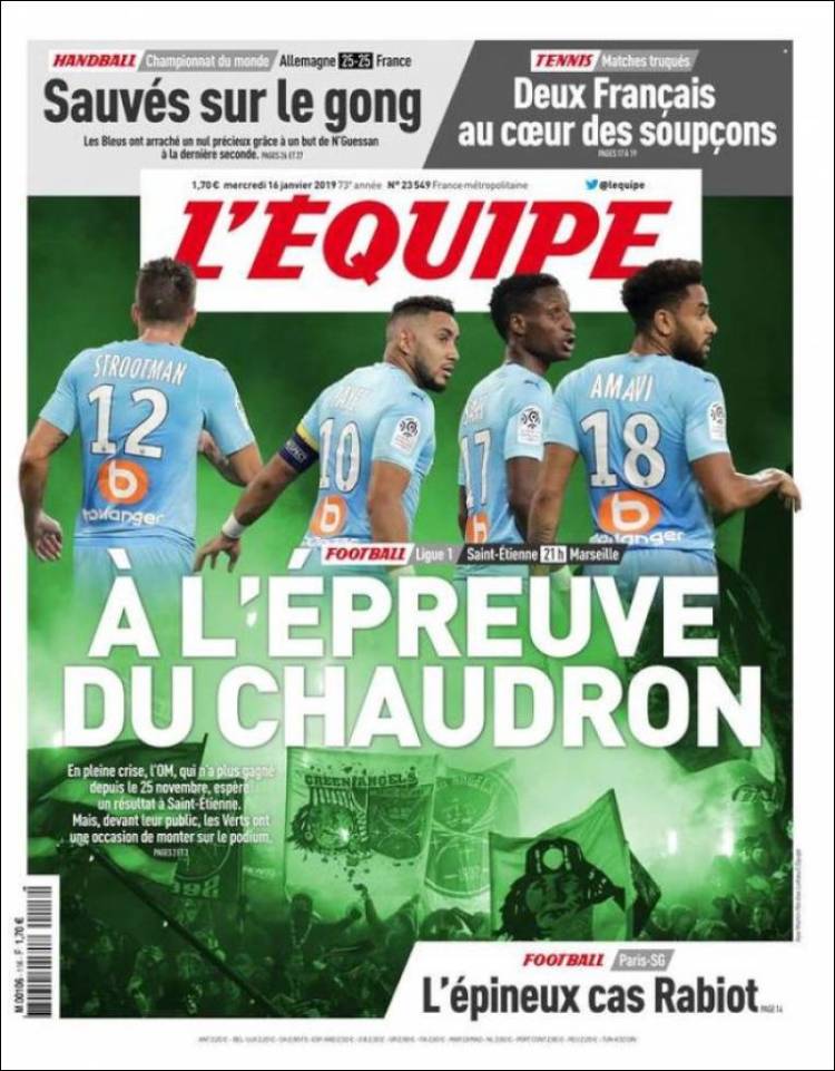 Portada de L'Equipe (Francia)
