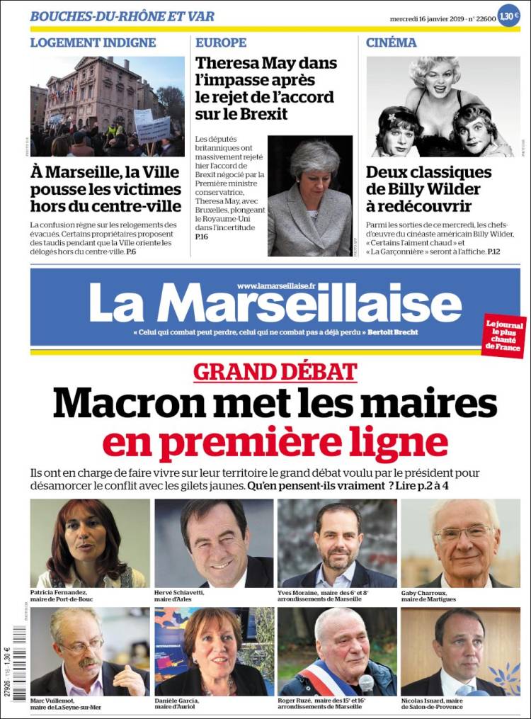 Portada de La Marseillaise (Francia)