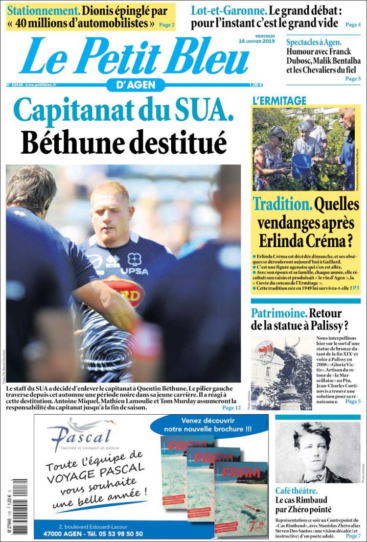 Portada de Le Petit Bleu (Francia)