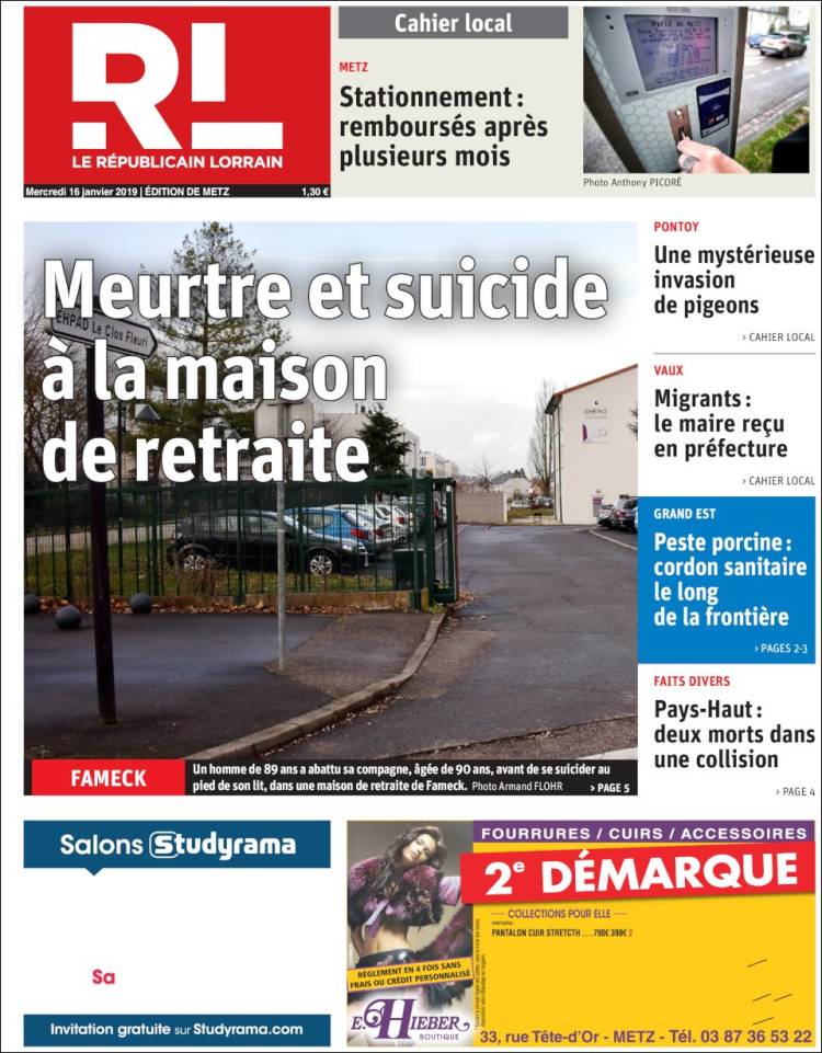 Portada de Le Republicain Lorrain (Francia)