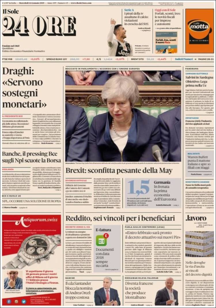 Portada de Il Sole 24 ORE (Italia)