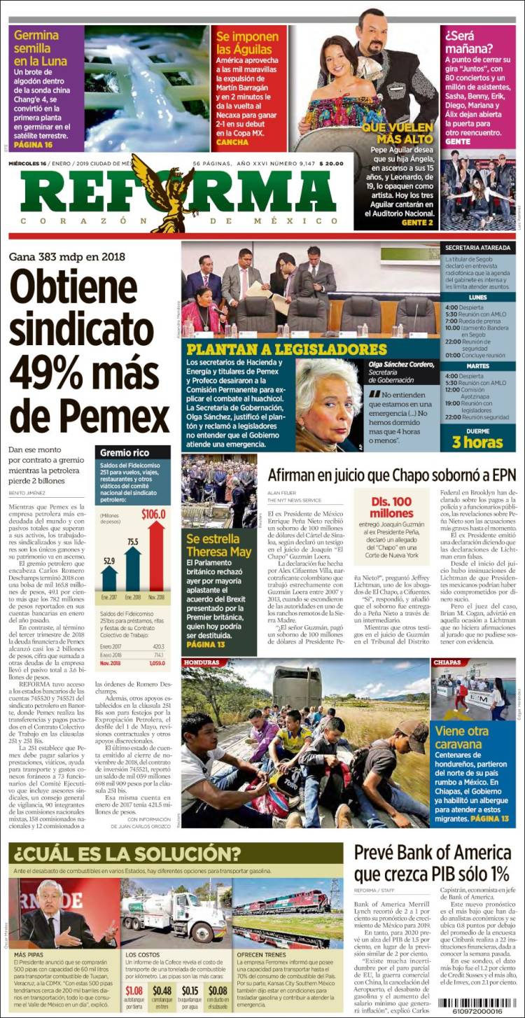 Portada de Reforma (M&eacute;xico)
