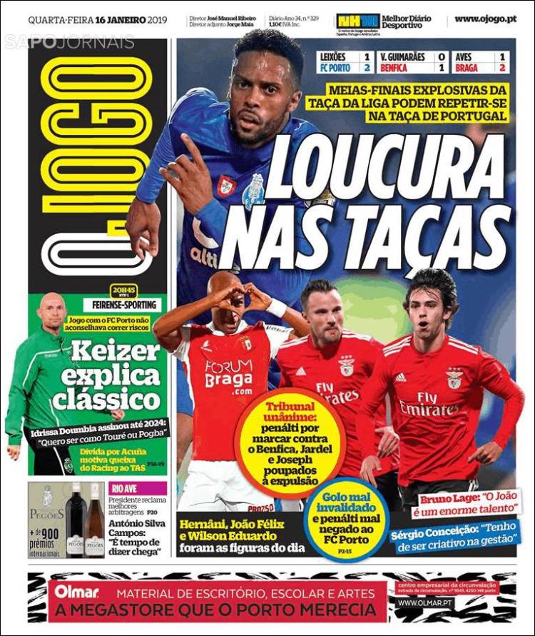 Portada de O Jogo (Portugal)