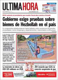 Portada de Última Hora (Paraguay)