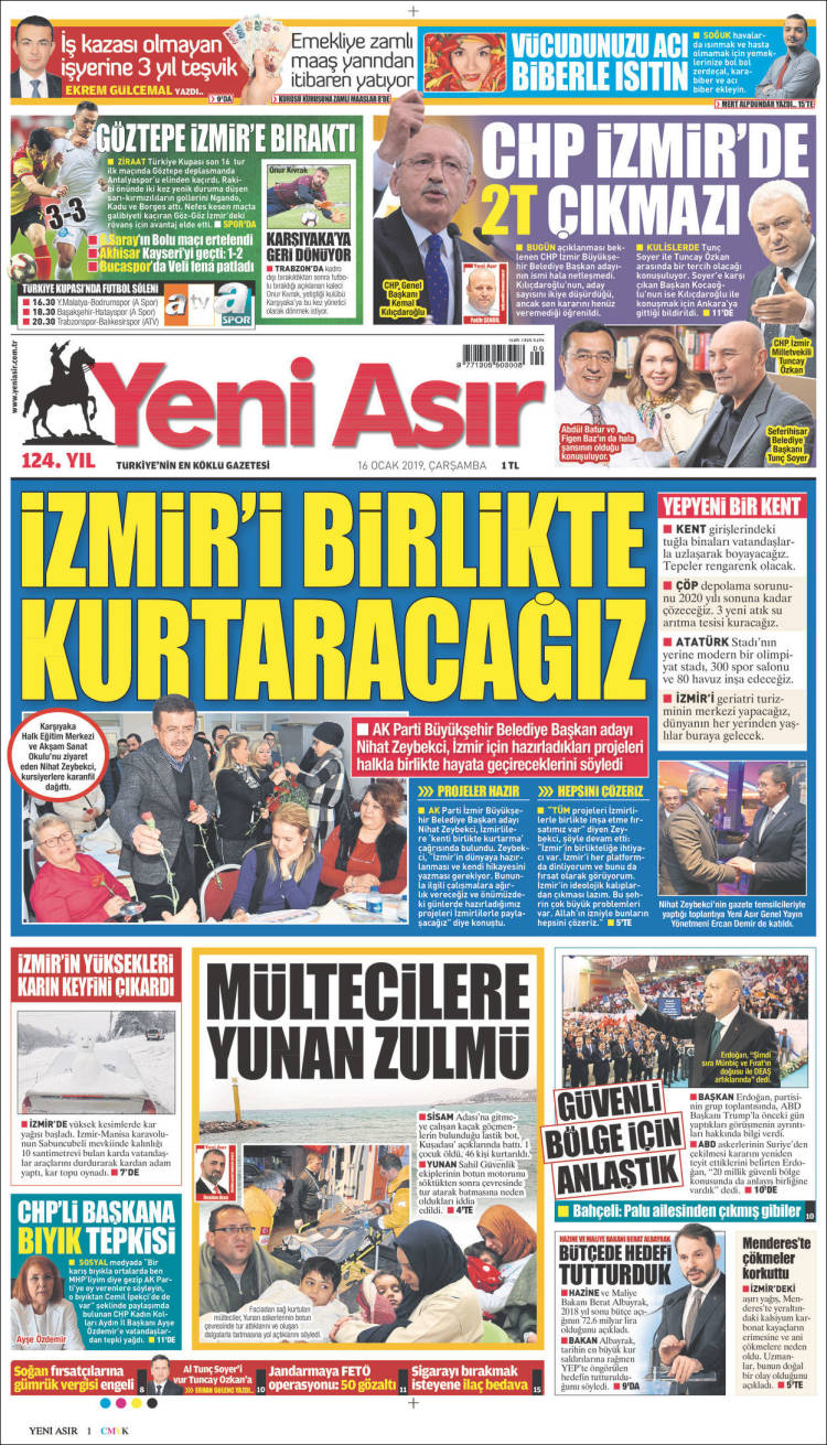 Portada de Yeni Asır (Turqu&iacute;a)