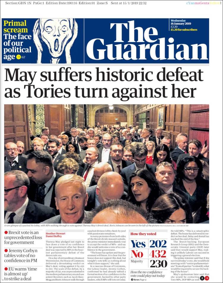 Portada de The Guardian (Reino Unido)