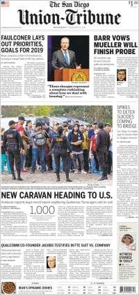 Portada de The San Diego Union-Tribune (USA)