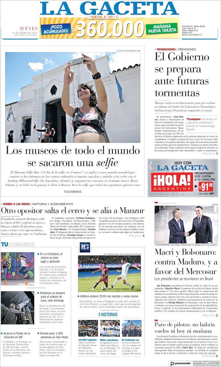 Portada de La Gaceta (Argentina)