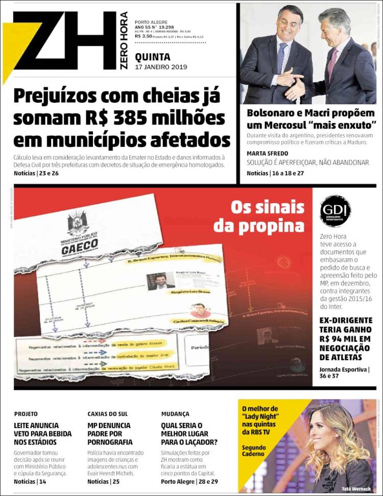 Portada de Zero Hora (Brasil)