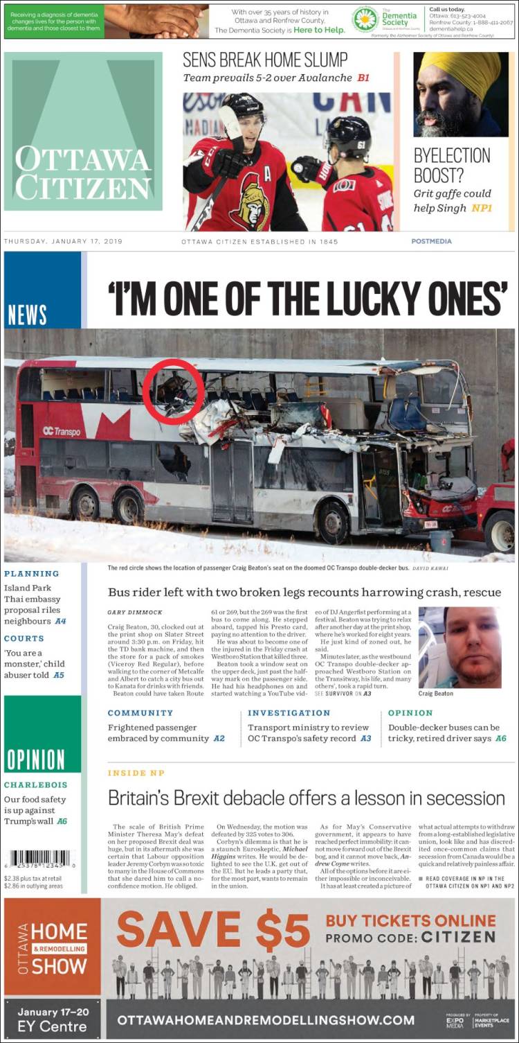 Portada de Ottawa Citizen (Canadá)