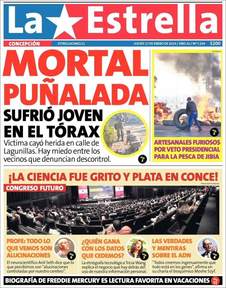 Portada de La Estrella de Concepción (Chile)