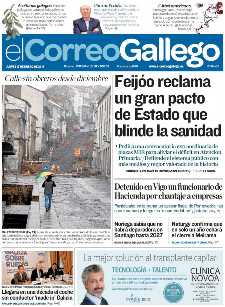 Portada de El Correo Gallego (España)