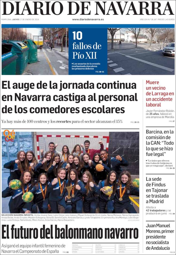 Portada de Diario de Navarra (España)