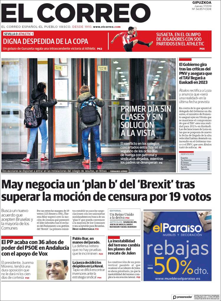 Portada de El Correo - Guipuzcoa (España)