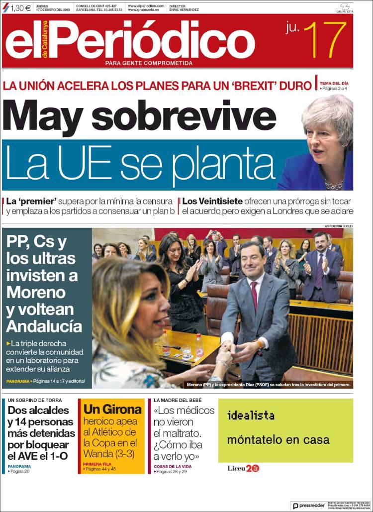 Portada de El Periódico (España)