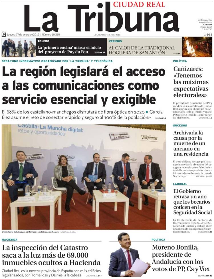 Portada de La Tribuna de Ciudad Real (España)