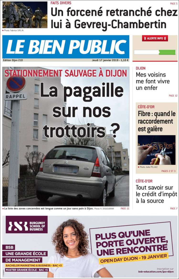 Portada de Le Bien Public (Francia)