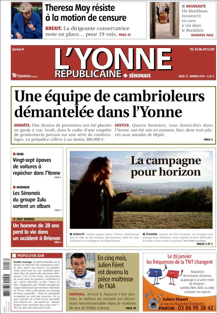 Portada de L'Yonne-Républicaine (Francia)