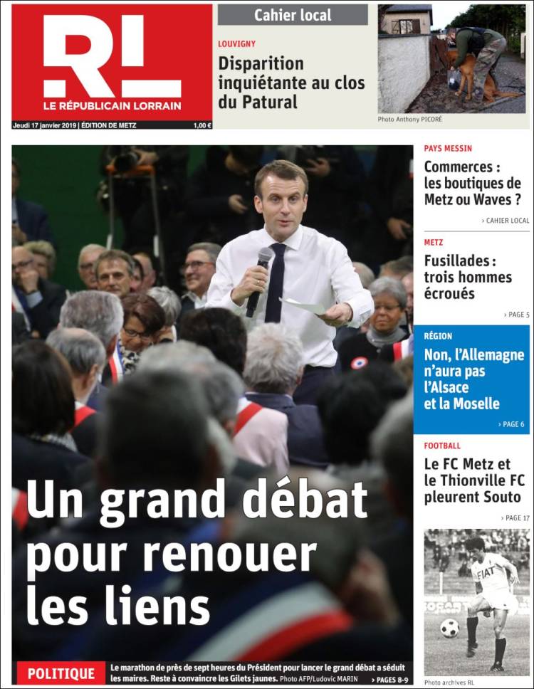 Portada de Le Republicain Lorrain (Francia)