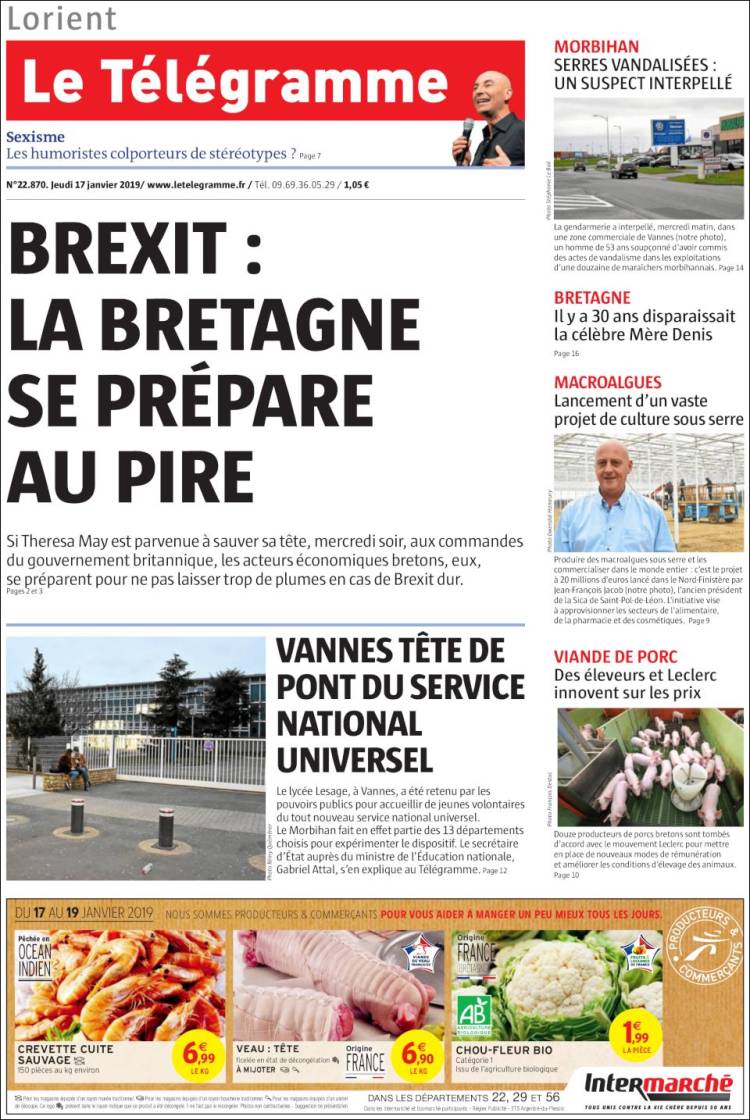 Portada de Télégramme (Francia)