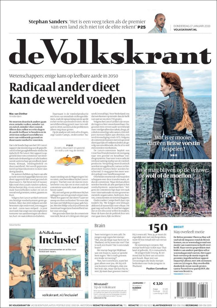 Portada de De Volkskrant (Países Bajos)