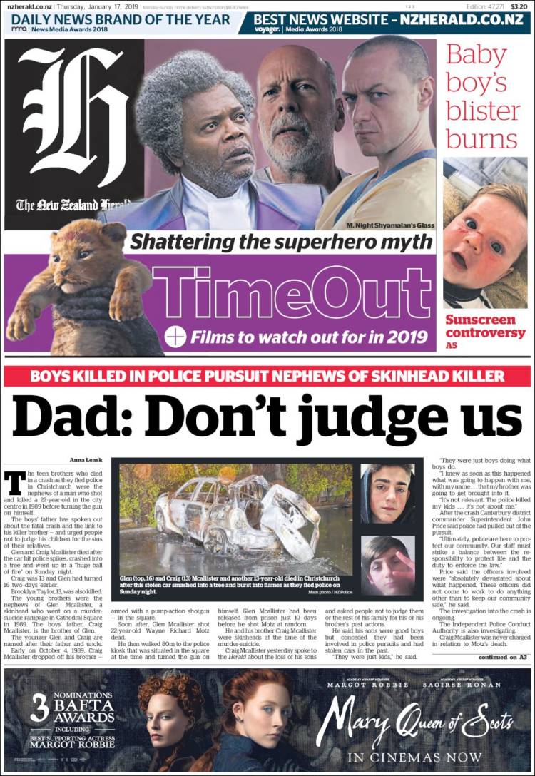 Portada de The New Zealand Herald (Nueva Zelanda)