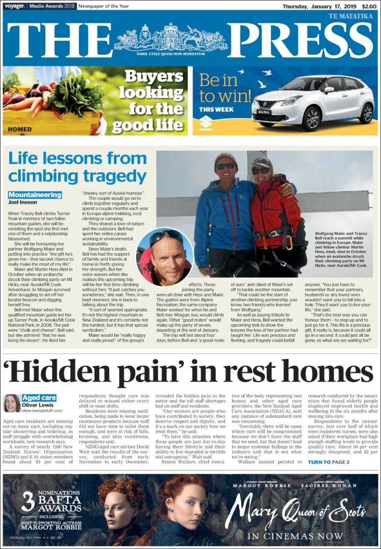 Portada de The Press (Nueva Zelanda)