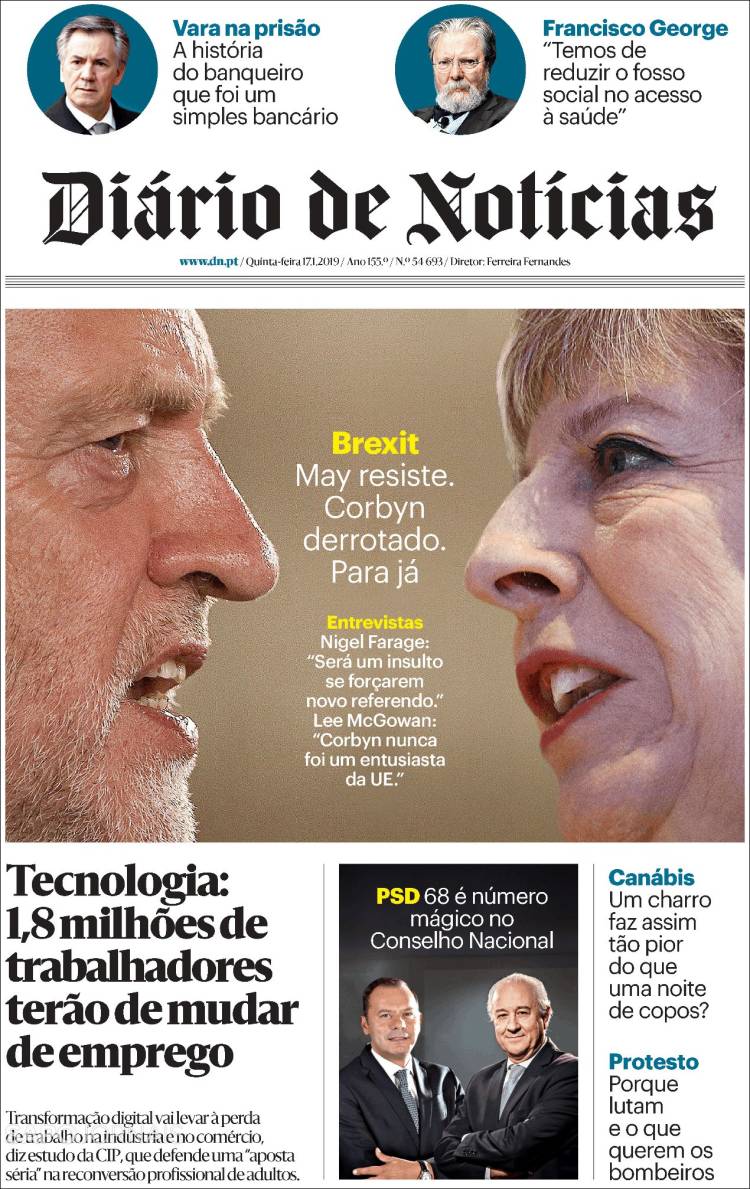 Portada de Diário de Noticias (Portugal)