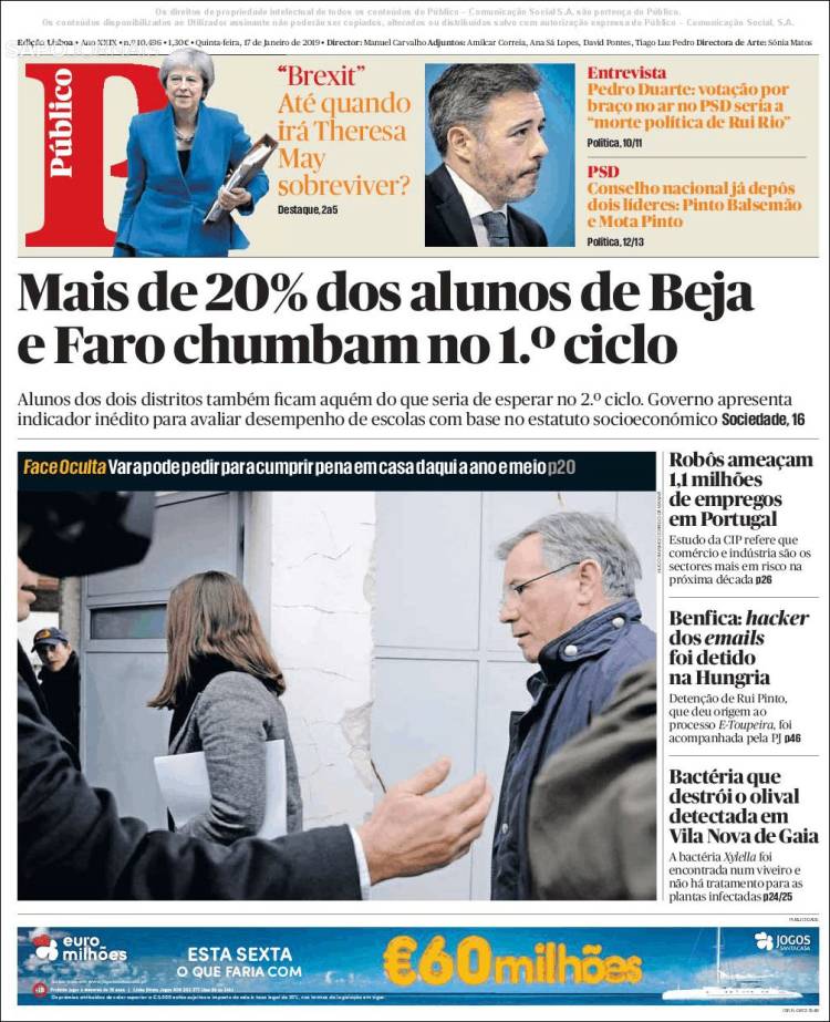 Portada de Público (Portugal)
