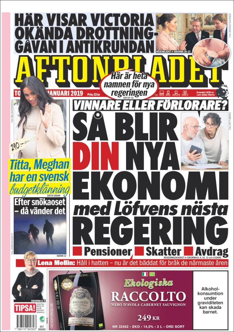 Portada de Aftonbladet (Suecia)
