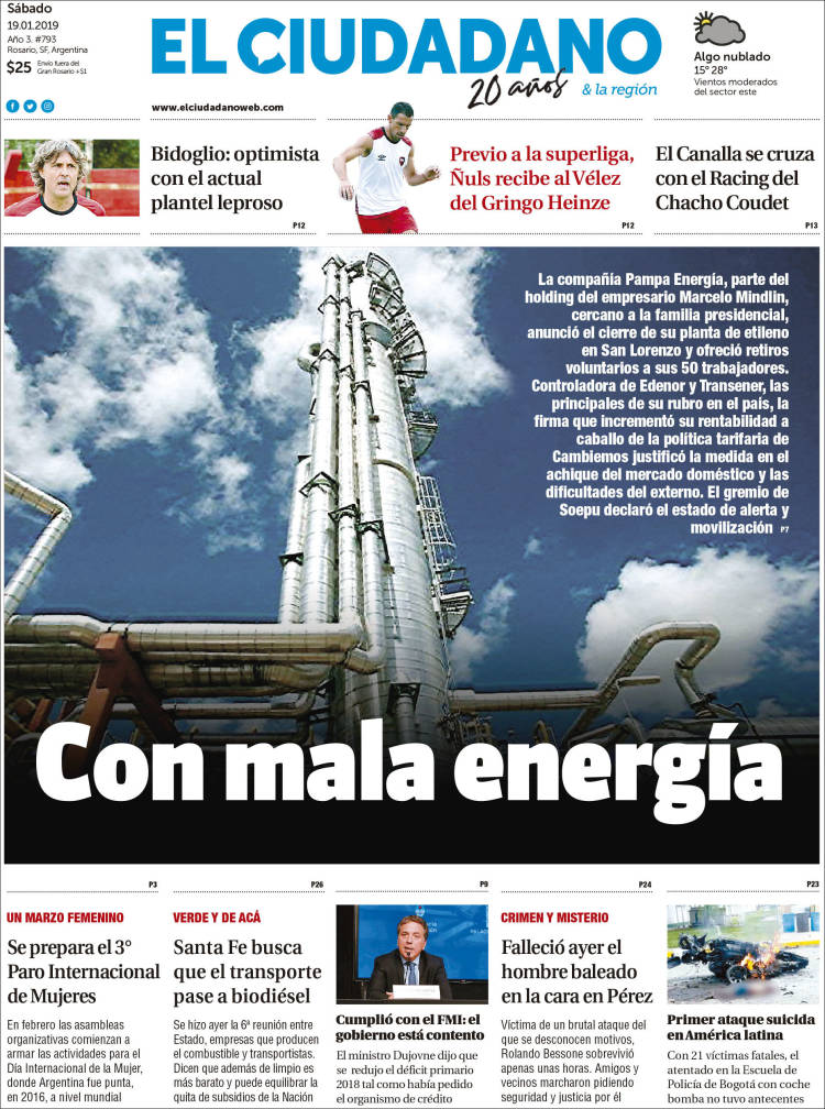Portada de Diario El Ciudadano (Argentina)