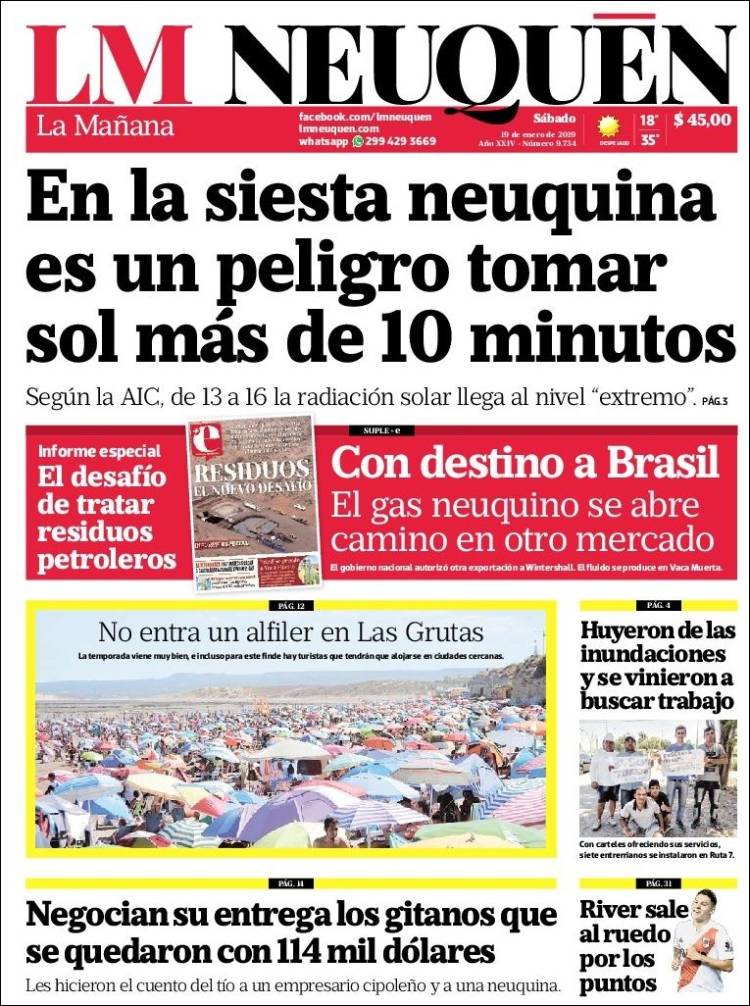 Portada de La Mañanade Neuquén (Argentina)