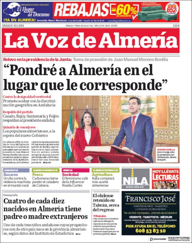 Portada de La Voz de Almería (España)