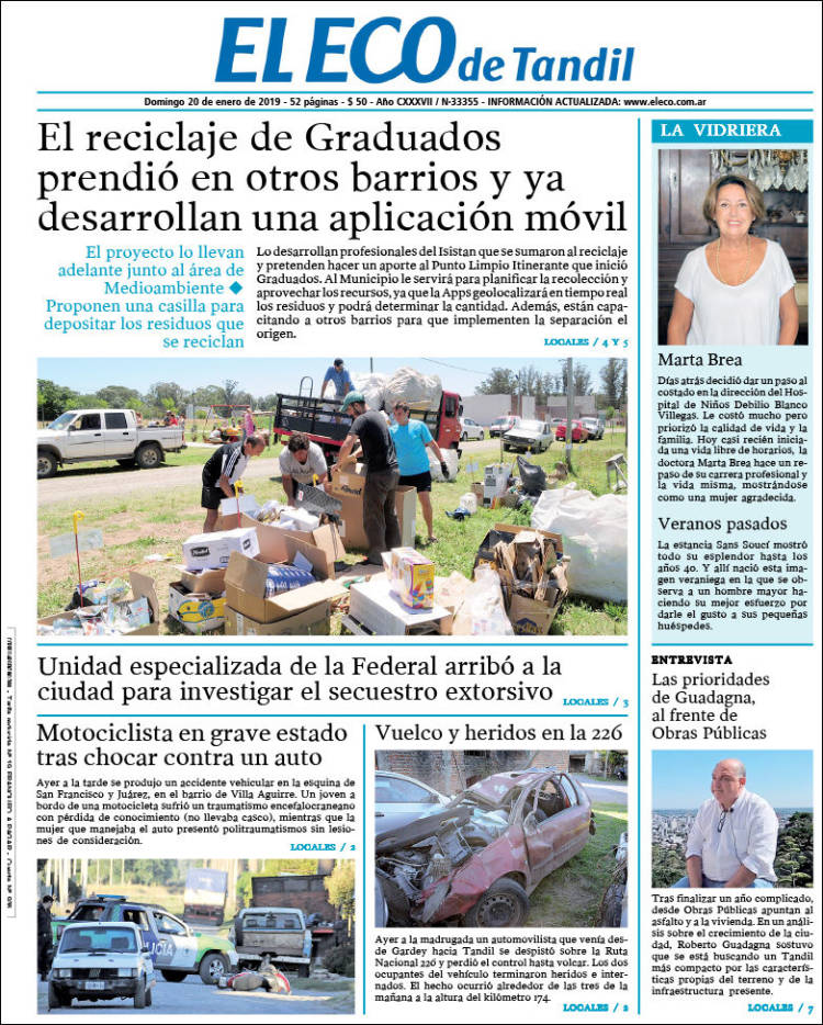 Portada de El Eco de Tandil (Argentina)