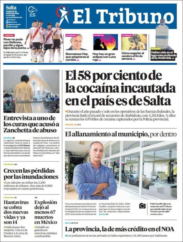 Portada de El Tribuno - Salta (Argentina)