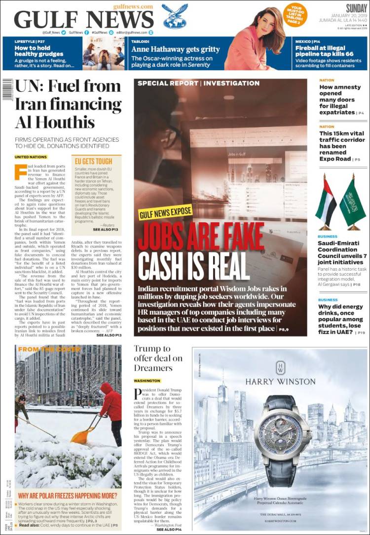 Portada de Gulf News (Asia-Pacífico)