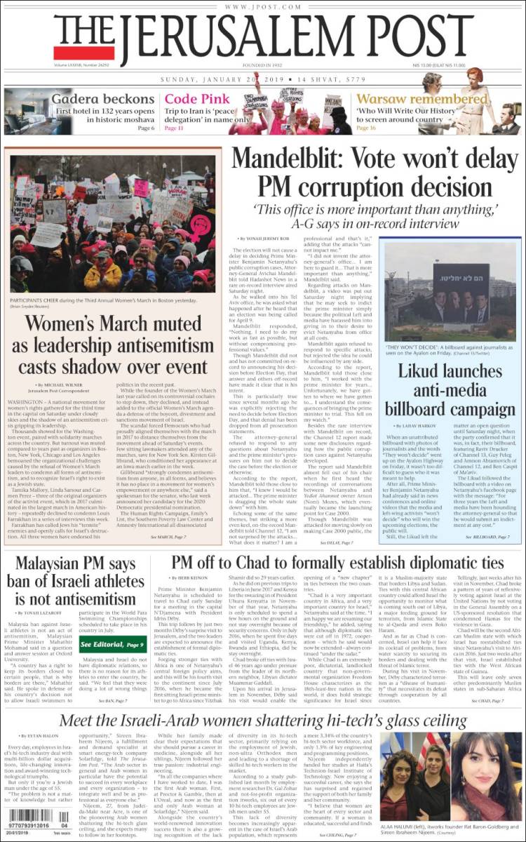 Portada de The Jerusalem Post (Israel)