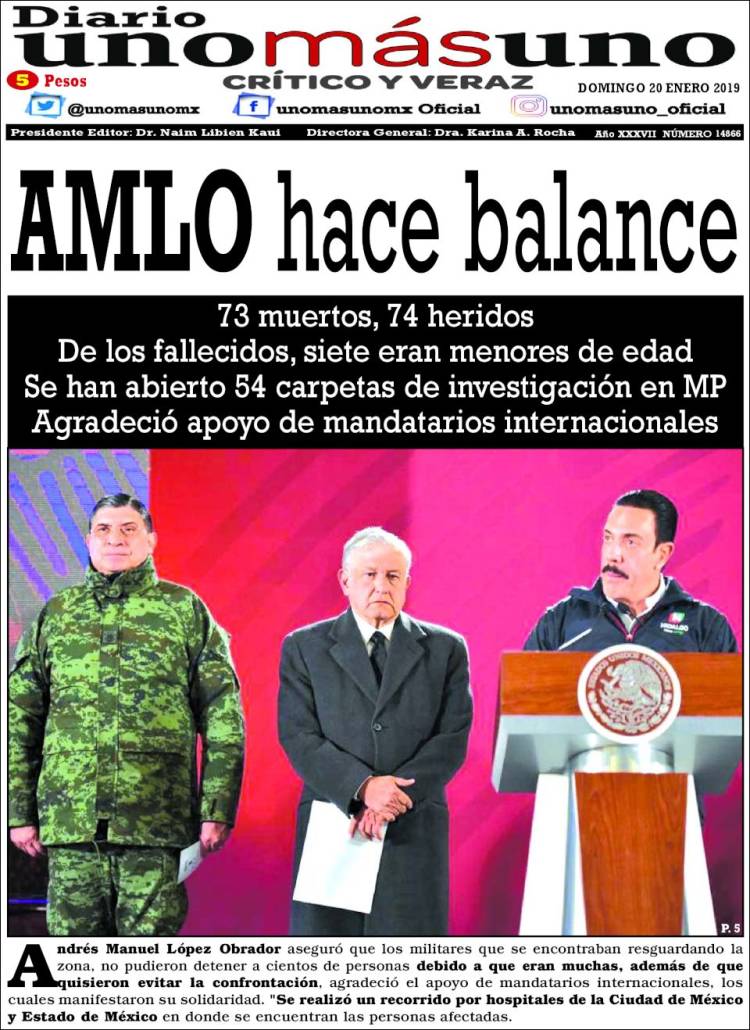 Portada de unomásuno (M&eacute;xico)