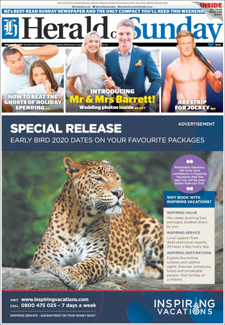 Portada de The New Zealand Herald (Nueva Zelanda)