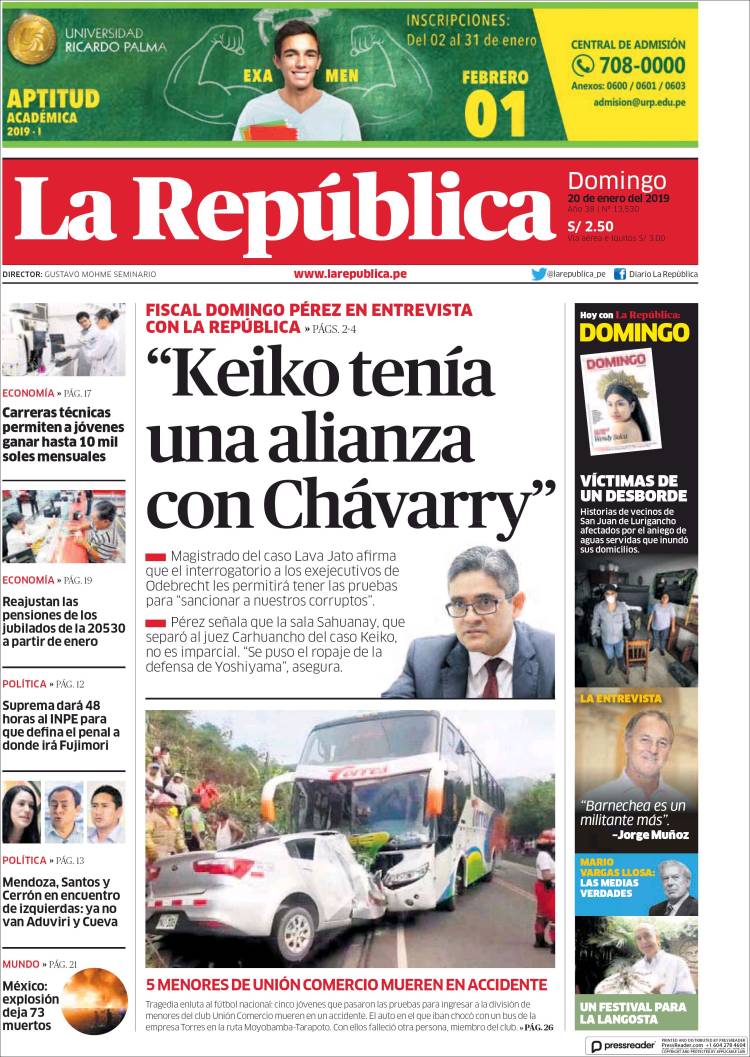 Portada de La Republica (Per&uacute;)
