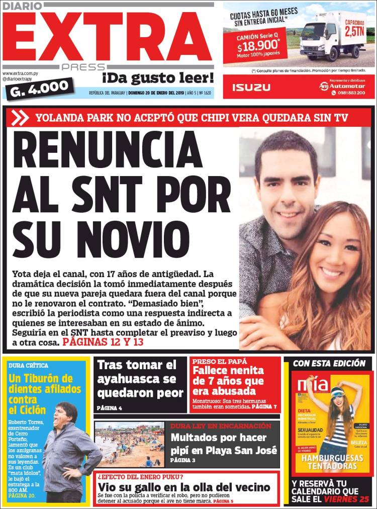Portada de Diario Extra (Paraguay)