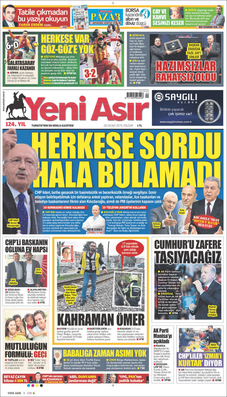 Portada de Yeni Asır (Turqu&iacute;a)