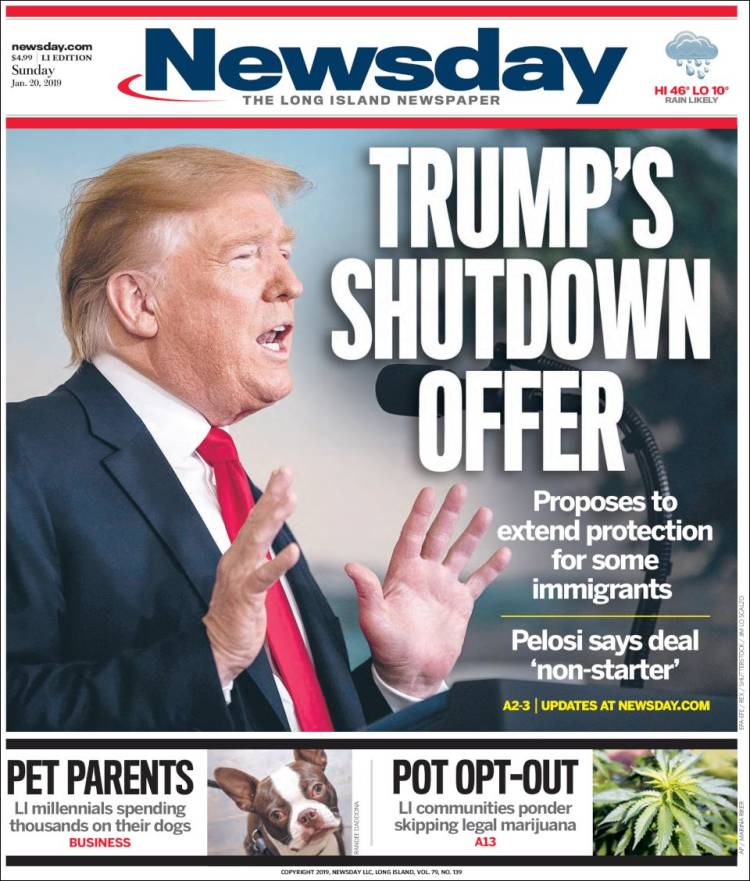 Portada de Newsday (USA)