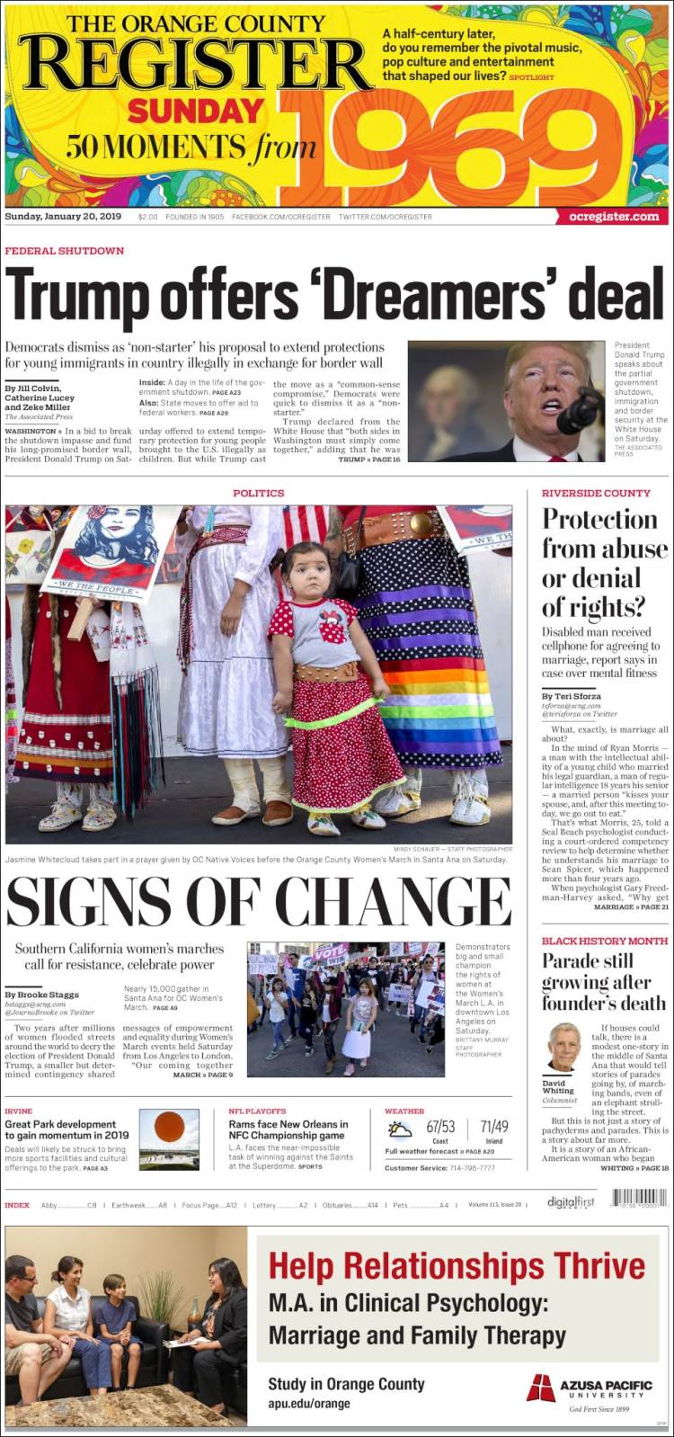Portada de The Orange County Register (USA)