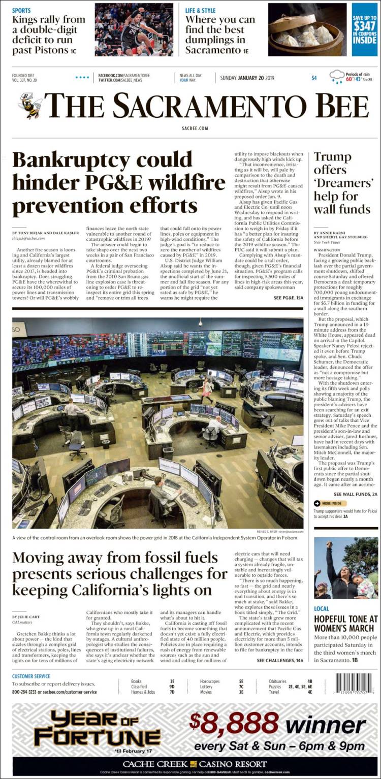 Portada de The Sacramento Bee (USA)